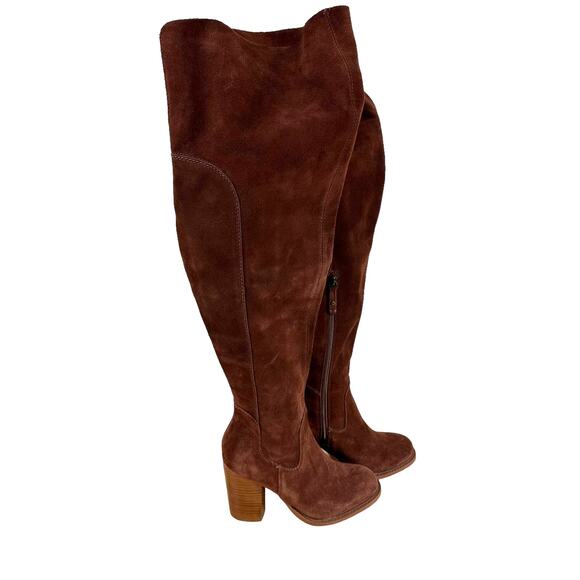 Kelsi Dagger NWOB Logan Coffee Over the Knee Boot Size 7 Wide Calf Suede Leather - Picture 3 of 10
